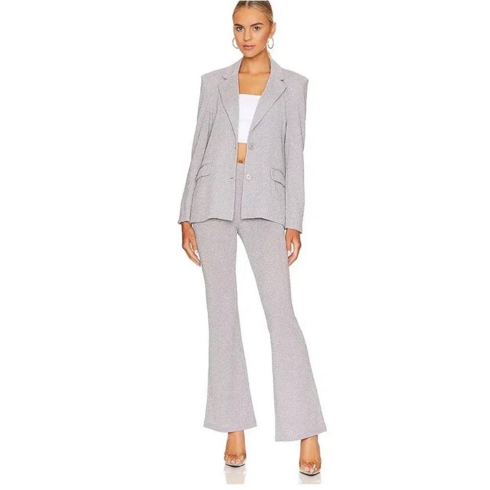 Beach Riot Silver Metallic Glitter Blazer and Flare Pants Suit Set Womens Small